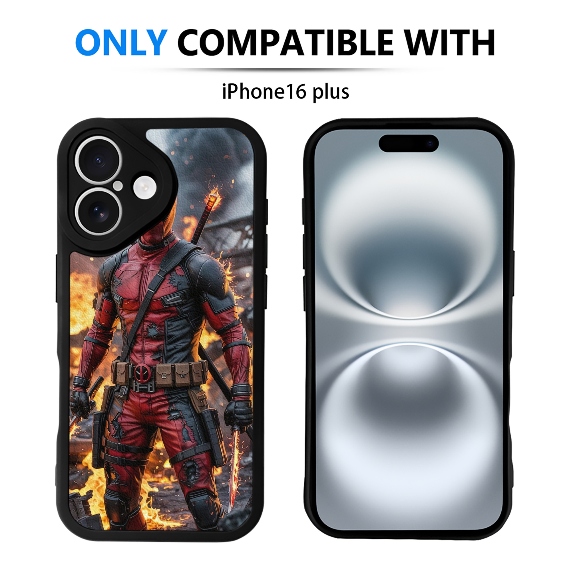 （画像用） Deadpool デッドプール 【iPhone 16シリーズ対応】シリコンスマホケース（レザー調） 材質：シリコン